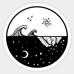 Sea & Mountain Circle Sticker